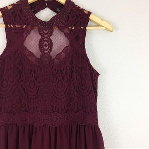 Xhilaration | Burgundy Lace A-Line Dress